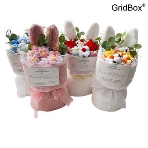 졸업식꽃다발 GirdBox 귀여운 니트 플라워 장미 인형꽃다발 발렌타인데이 선물