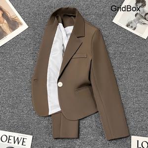 여성정장자켓 봄가을 숏 크롭스타일 고급스러운 캐주얼 재킷 GrisBox 베이직 디자인 트