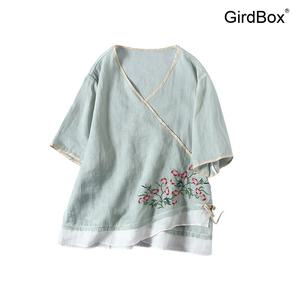 여름 개량한복 GirdBox V넥 반팔 셔츠 면 린넨 생활한복 철릭원피스