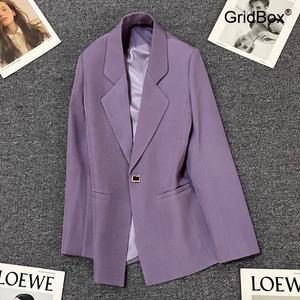 여성정장자켓 GirdBox 보라색 봄가을 캐주얼 오피스룩 세미 일자 핏