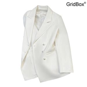 화이트 펄 버튼 여성 정장 자켓 가을 캐주얼 오피스룩 GirdBox 세미 정장 투피스 세트