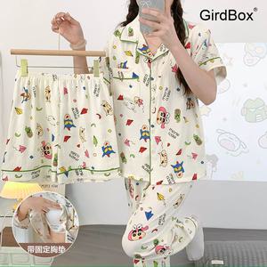 짱구잠옷 여성 빅사이즈 GirdBox 긴팔 파자마 세트 면 홈웨어
