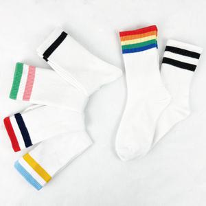 여성 레인보우 장목 양말 6켤레