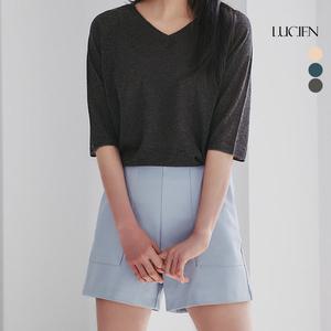 루시앙 린넨 블렌딩 스파클링 시스루 니트