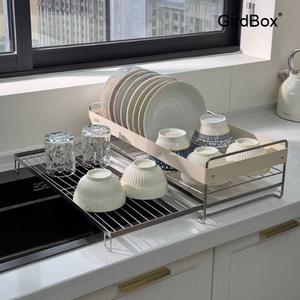 스텐 식기건조대 GirdBox 확장형 싱크대 선반 주방 정리대 2단