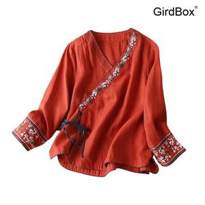 여름 개량한복 GirdBox 면 린넨 자수 저고리 데일리 생활한복