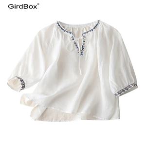 여름철릭원피스 GirdBox 생활한복 개량한복 V넥 자수 린넨 데일리