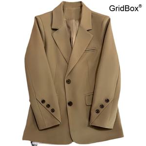 여성정장자켓 GirdBox 봄 가을 브라운 캐주얼 투피스크롭자켓여자셋업