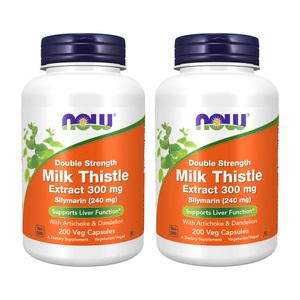 2개 나우푸드 더블 스트렝스 밀크씨슬 실리마린 300 mg 200 베지캡슐 밀크시슬 아티초