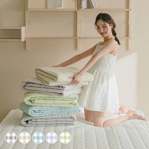 아망떼 허니듀 체크 시어서커 리플 침대패드 5color