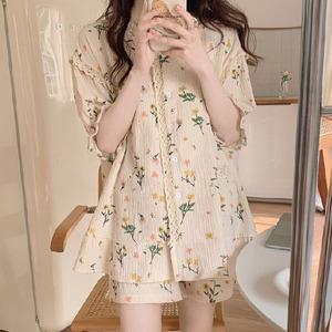 쉬블림로브 (반팔+반바지) 여성 홈웨어 플라워 패턴 잠옷 세트 GGWD0240