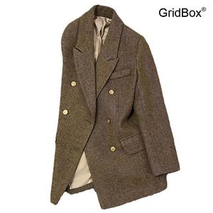여성정장 겨울 모직 더블버튼 자켓 GirdBox 오버핏 캐주얼 캥거루 재킷
