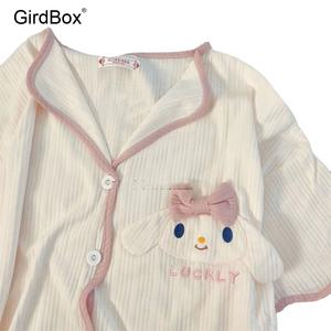 여름잠옷 여성잠옷 GirdBox 쿠로미 자수 반팔 반바지 파자마 세트
