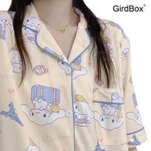 쿠로미 여름잠옷 GirdBox 반팔 여성잠옷 파자마 세트 홈웨어