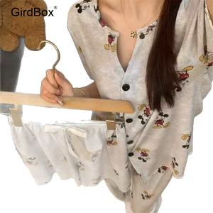 여성잠옷 미키마우스 여름 파자마 GirdBox 냉감 반팔 반바지 홈웨어 세트