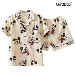 미키마우스 여성잠옷 여름 파자마 세트 GirdBox 반팔 반바지 홈웨어