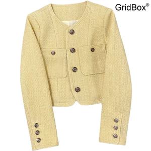 여성 크롭 자켓 스트리트 패션 숏 젊은 세련된 GrirdBox 모조에스핀 스타일라떼 캐주얼
