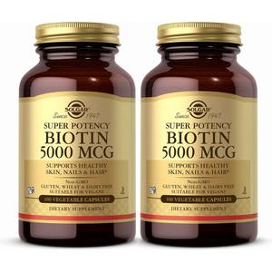 2개 솔가 슈퍼 포텐시 비오틴 5000 mcg Biotin 100 베지캡슐 모발 영양제 Solgar