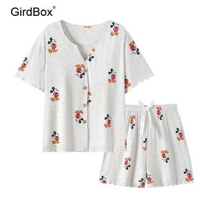 미키마우스 여름잠옷 GirdBox 모달면 반팔 파자마 세트 여성홈웨어