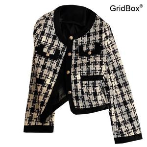 여성 정장 자켓 GirdBox 체크 패턴 블랙 화이트 겨울 온라인 스타일리쉬 투피스 오피스