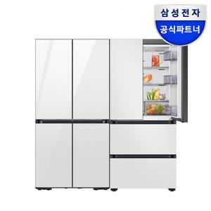 삼성전자 삼성 비스포크 키친핏 냉장고 4도어 세트 RM70F63R2W+RQ42DB94R2AP 글라스 A