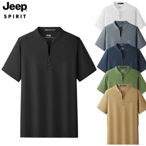 JEEP지프 남자 헨리넥 반팔티 브이넥 여름 데일리 티셔츠/폴로 /기본티/남성/통기성