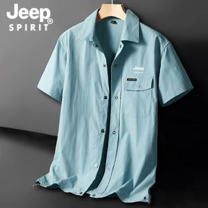 JEEP SPIRIT 여름 반팔 셔츠 남성 청소년 캐주얼 루즈 반팔 셔츠