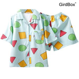 짱구잠옷 여름 여성잠옷 반팔 파자마 GirdBox 세트 면 홈웨어