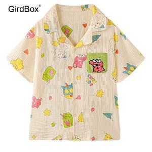 짱구잠옷 GirdBox 여름 커플잠옷 반팔 파자마 세트 면 홈웨어