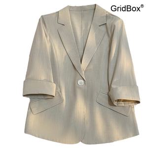 여성정장세트 여름 크롭자켓 GirdBox 베이지색 심플하지만 고급스러운 섬세한 디자인의