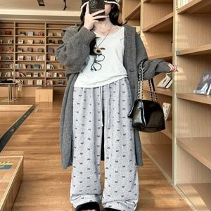 여성 찹쌀 리본 베이직 일자핏 와이드 레그 밴딩 팬츠 심플 트렌디 쁘띠 꾸안꾸 바지
