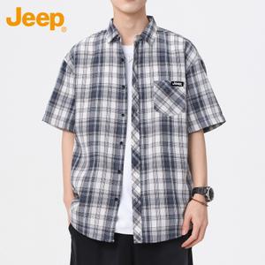 JEEP 지프 남성 반팔 셔츠 여름 옥스포드 체크 캐주얼 셔츠
