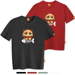 엘라모 피쉬냐옹 반팔 티셔츠 남녀공용 빅사이즈 S~4XL