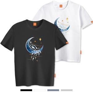 엘라모 달빛돌고래 반팔 티셔츠 남녀공용 빅사이즈 S~4XL