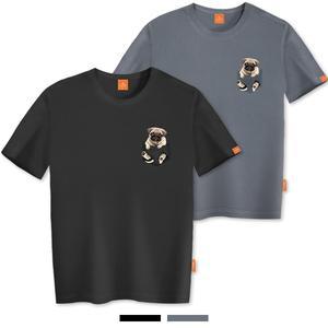 엘라모 포켓퍼그 반팔 티셔츠 남녀공용 빅사이즈 S~4XL
