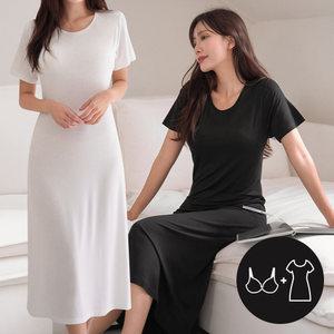 [브라캡 내장] 포인원 반팔 브라탑 원피스 2컬러