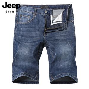 JEEP SPIRIT 데님 반바지 남성 여름 얇은 느슨한 스트레이트 반바지