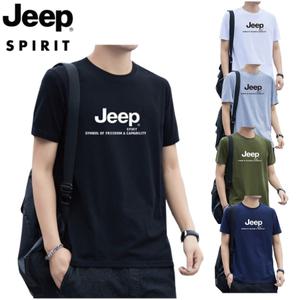 JEEP SPIRIT 여름 티셔츠 남성 데일리 루즈핏 라운드 반팔티셔츠