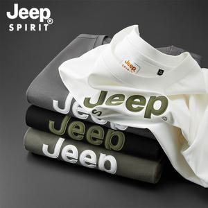JEEP SPIRIT 여름 남성용 반팔 티셔츠 라운드넥 프린트 통기성 캐주얼 티셔츠