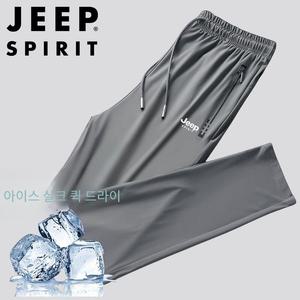 JEEP SPIRIT 캐주얼 팬츠 남성용 여름 아이스 실크 스포츠 바지