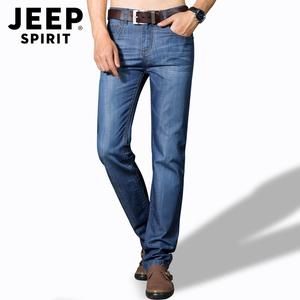 JEEP SPIRIT 봄 여름 얇은 남성 청바지 슬림 스트레이트 탄성 대형 사이즈 바지