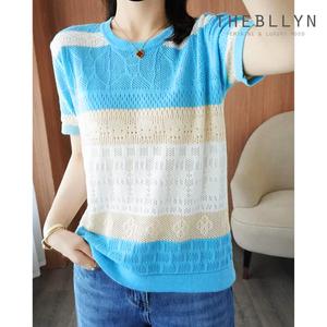 [30%쿠폰] [더블린] 컬러블록펀칭라운드니트_T2BKN016C