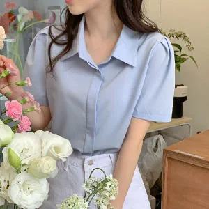 핫핑 데이샤 핀턱퍼프 히든 셔츠 블라우스