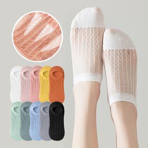[5켤레+5켤레] 컬러풀 그물덧신 페이크삭스 벗겨짐방지 양말 총 10켤레세트 (혼합/흰검