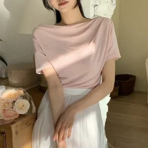 재구매최고로엔느 언발 셔링 쫀쫀 반팔 티셔츠 ts3724