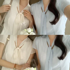 (러블리무드/하객룩) 위즈 타이 블라우스 여름 썸머 bs7957