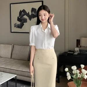 베르니 카라 퍼프 블라우스 여름 썸머 bs7620
