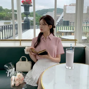 링클프리 베이직 반팔 블라우스 셔츠 여름 썸머 bs5193