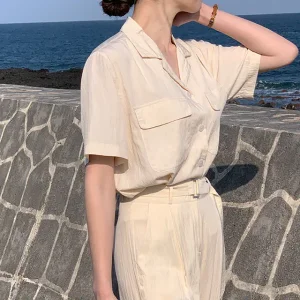 리토 쿨 링클 나일론 반팔 셔츠 여름 여성 시원한 장마룩