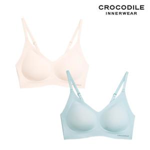 [크로커다일] 감탄브라 소프트 쿨인견 쉘론 패드분리 후크형 브라2종 베이지 레트로블